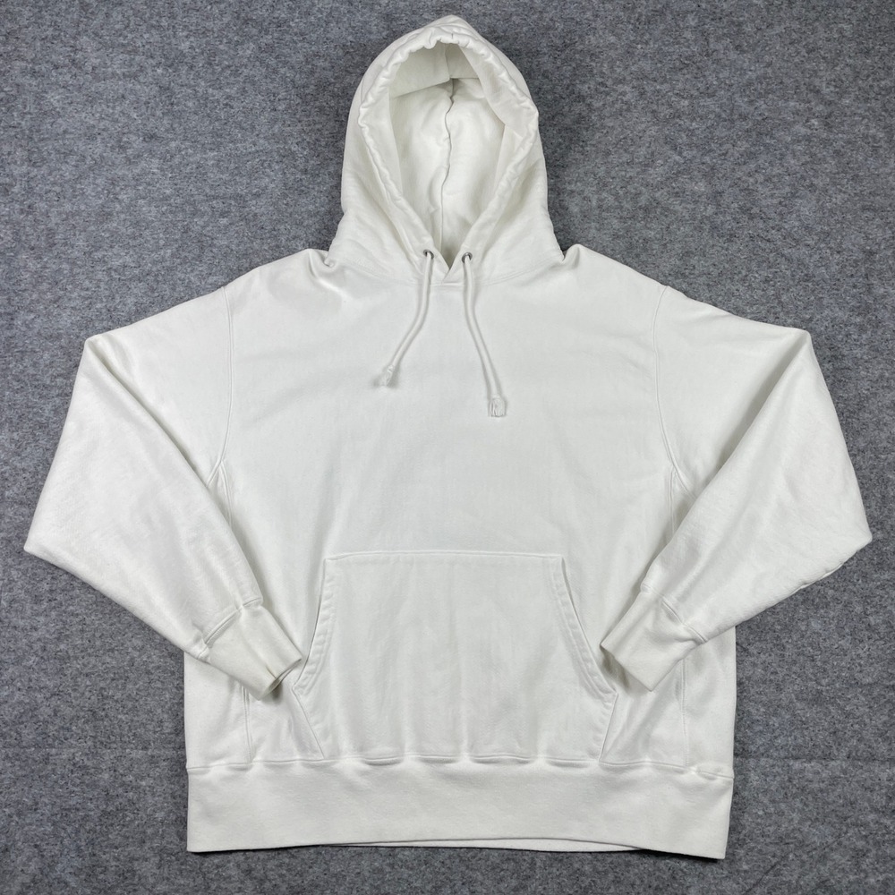 Champion Hoodie Mens XL White Reverse Weave Heavyweight Sweatshirt Blank